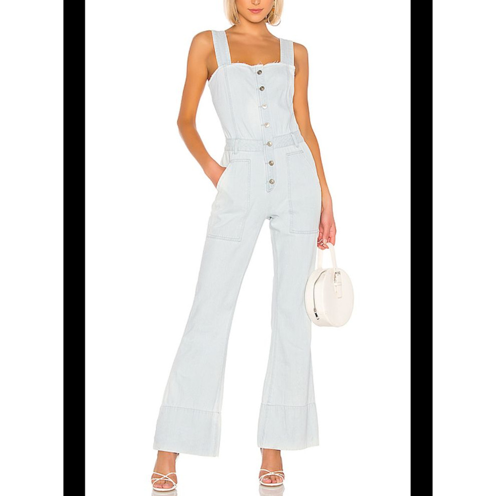 Kendall & Kylie Denim Flare Leg Jumpsuit XS NWT